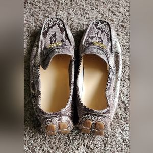 Cole Haan Shelby Logo Women's 9.5M Leather Grey Driving Loafers, Like New